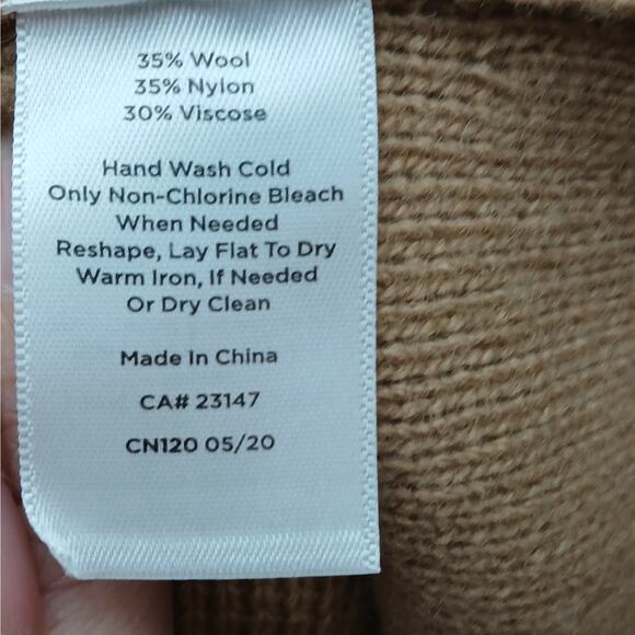 Talbots Wool Blend Knit Open Front Cardigan Sweater Tan Size Small Petite New - Picture 4 of 9